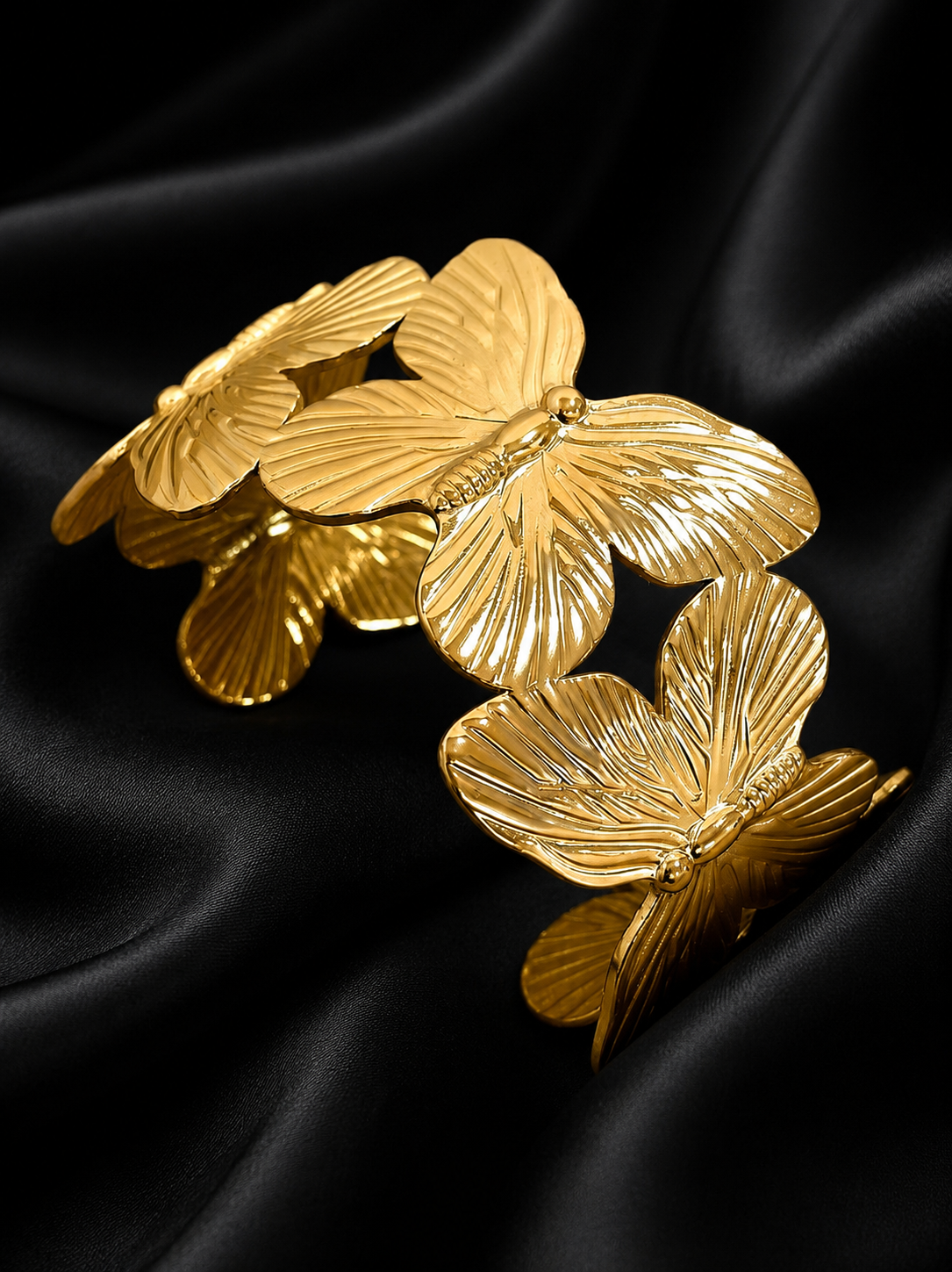 Golden Butterfly Statement Cuff Bracelet | Elegant Gold-Plated Bangle