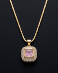 Cushion-Cut Pink Tourmaline Halo Pendant Necklace