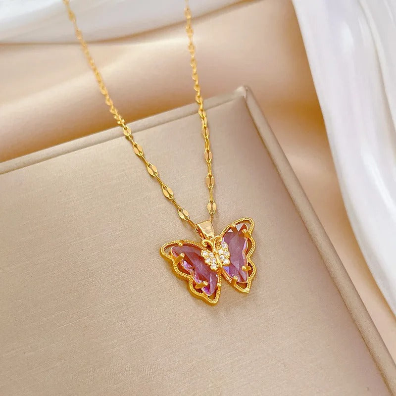 Butterfly Jewelry Set | Pendant Necklace & Stud Earrings