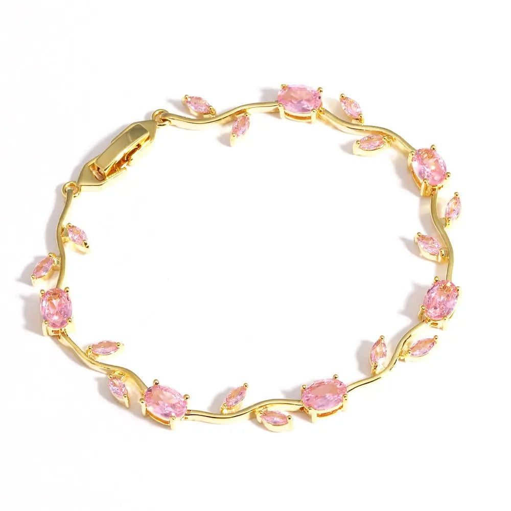 Pink crystal vine Bracelet/Tulip Bracelet